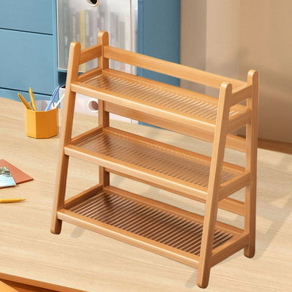 Multi-Tier Wooden Coffee Syrup & Mug Display Stand