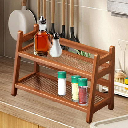 Multi-Tier Wooden Coffee Syrup & Mug Display Stand