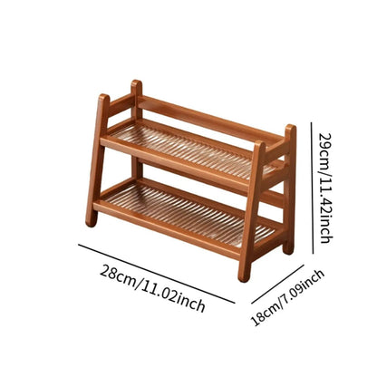 Multi-Tier Wooden Coffee Syrup & Mug Display Stand
