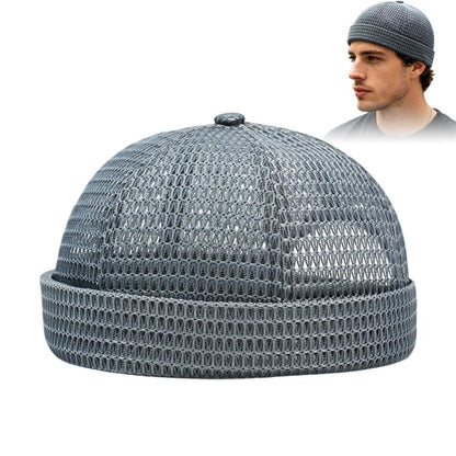 Retro Mesh Docker Cap Adjustable Brimless Docker Cap for Breathable Streetwear Comfort