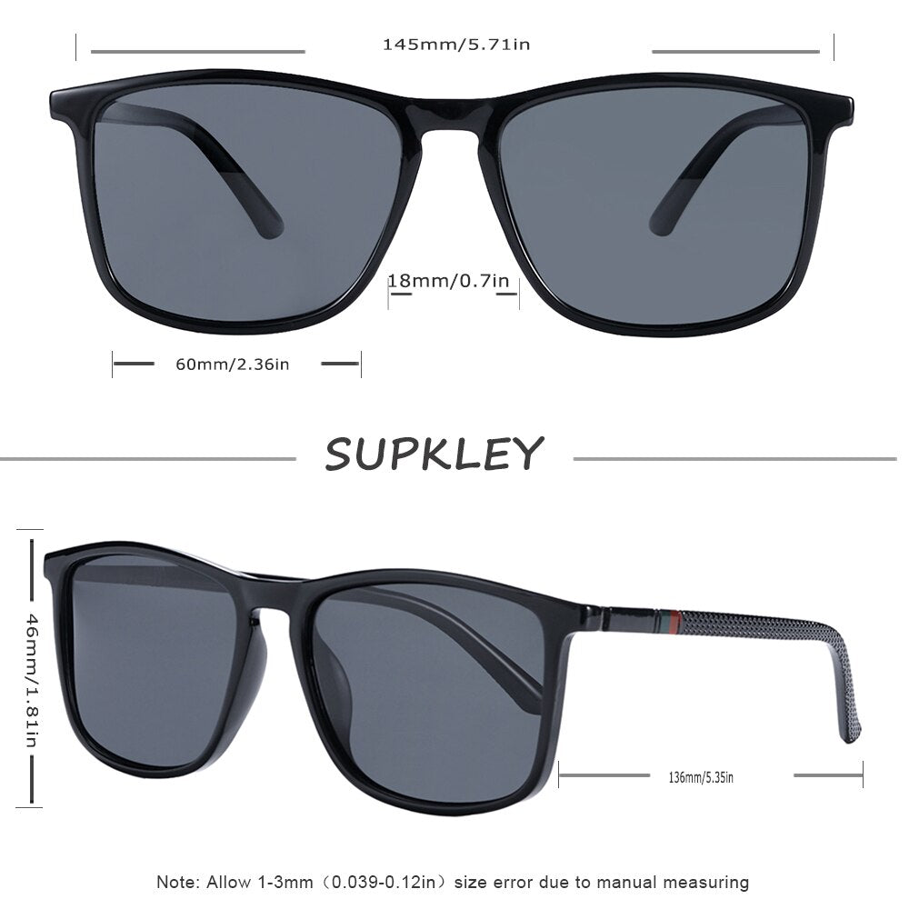 SUPKLEY Polarized Sports Sunglasses for Men Lightweight UV Protection Square Eyewear