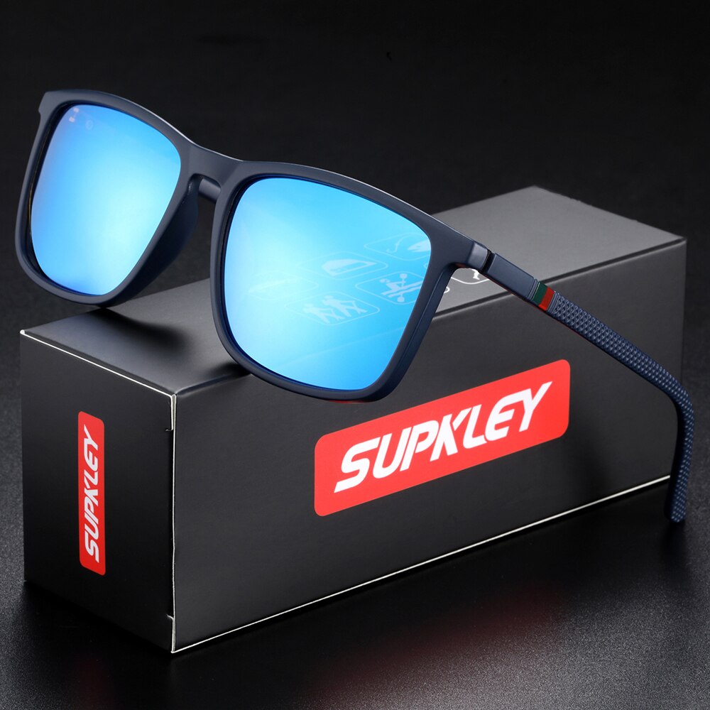SUPKLEY Polarized Sports Sunglasses for Men Lightweight UV Protection Square Eyewear