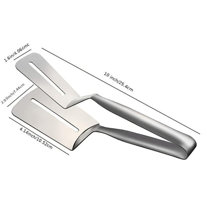 Stainless Steel BBQ Steak Clamps & Grilling Spatula Tongs for Burgers, Fish & Pizza