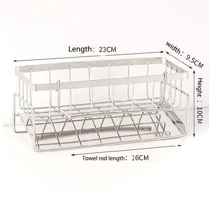 Stainless Steel Kitchen Sink Drain Rack - Multifunctional Sponge, Rag & Cleanser Storage Shelf