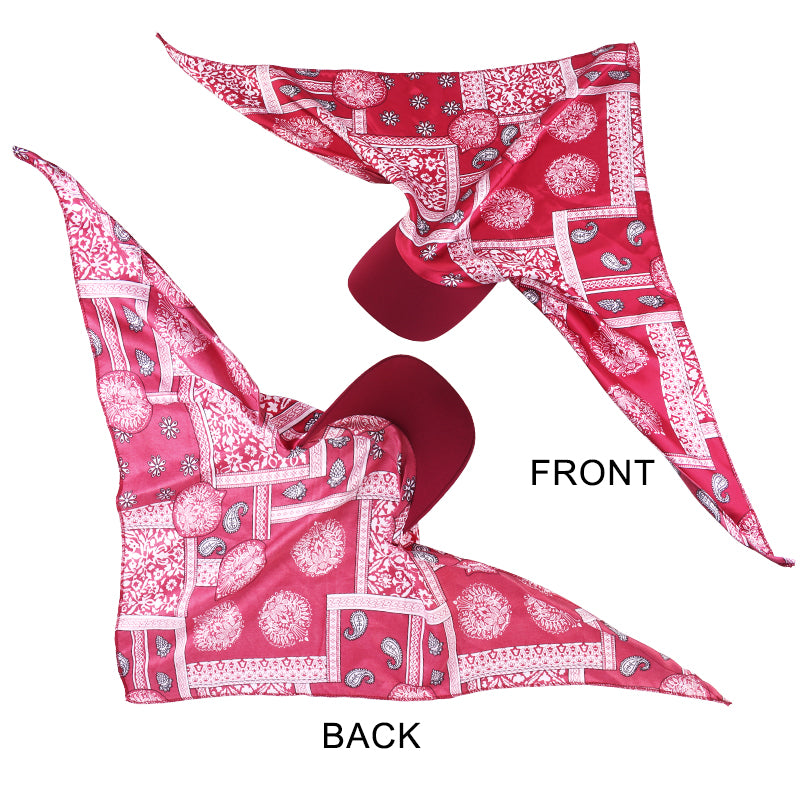 Women Satin Headscarf Sun Hat with Brim Summer Breathable Printed Cap