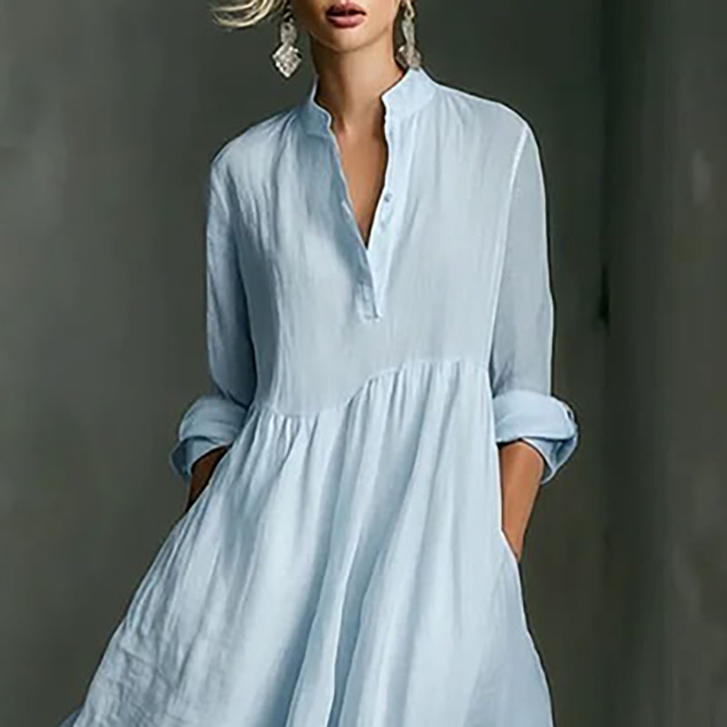 Elegant Breeze V-Neck Boho Maxi Dress for Women with High Waist A Line Silhouette