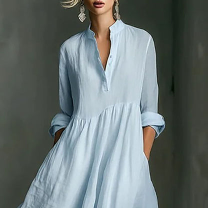 Elegant Breeze V-Neck Boho Maxi Dress for Women with High Waist A Line Silhouette