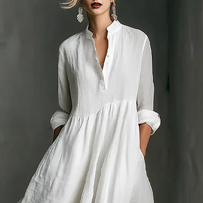 Elegant Breeze V-Neck Boho Maxi Dress for Women with High Waist A Line Silhouette