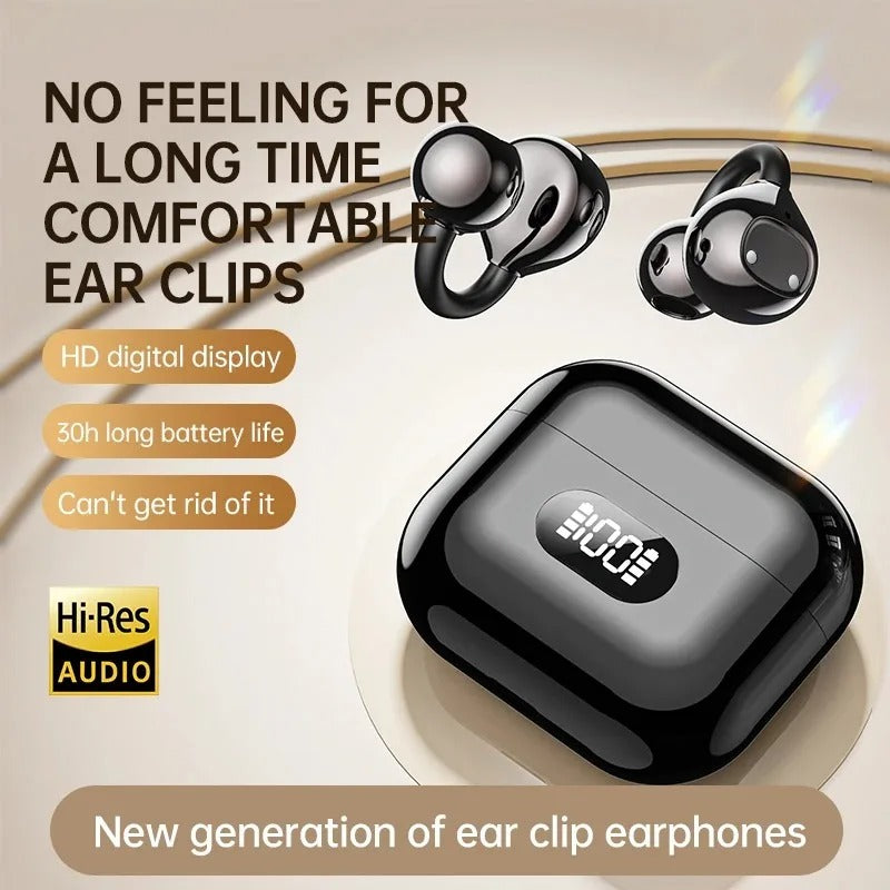 Open Ear Clip Bluetooth Wireless Earbuds with Clear Calls and Touch Control