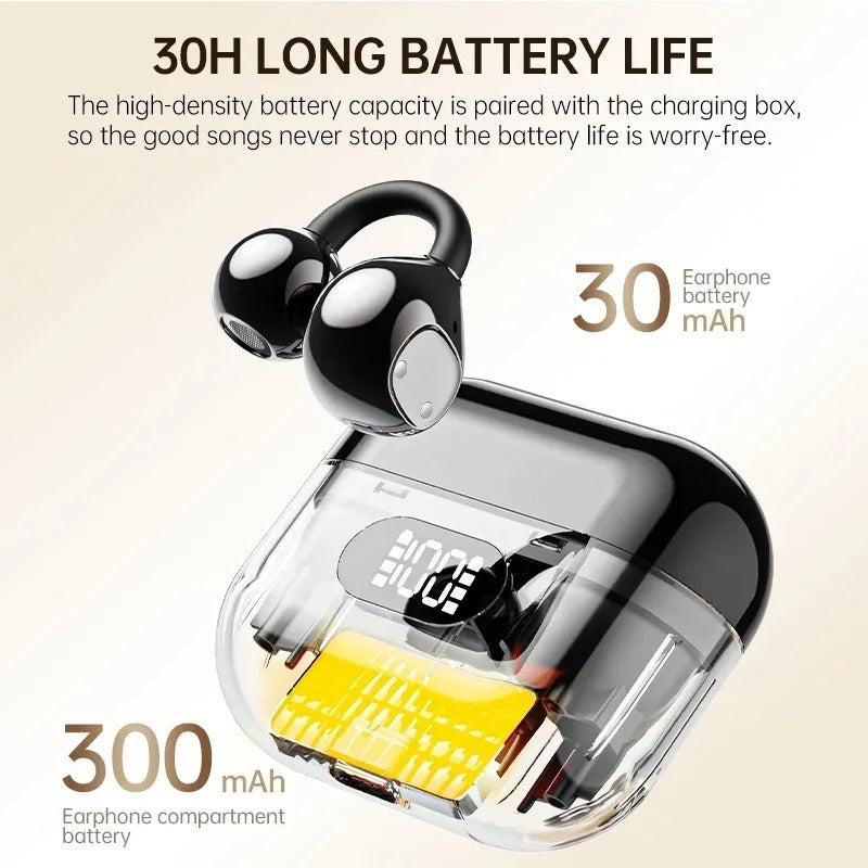 Open Ear Clip Bluetooth Wireless Earbuds with Clear Calls and Touch Control