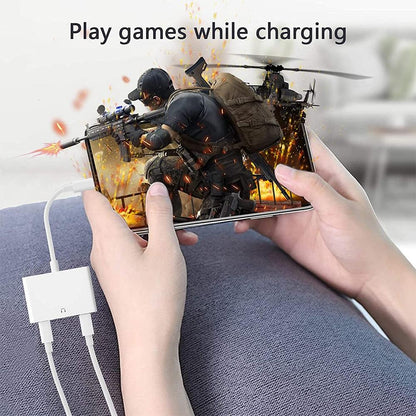 Lightning Audio Charging Splitter Adapter iPhone Dual Port 3.5mm Headphone Charging Adapter