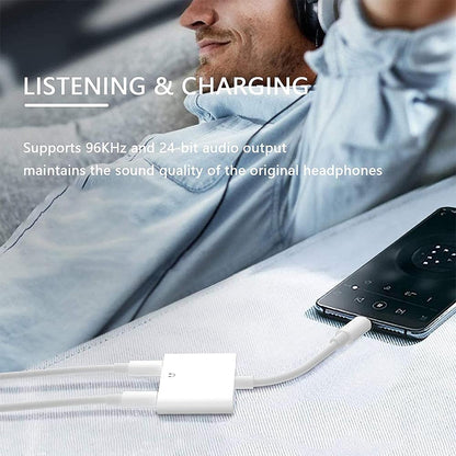 Lightning Audio Charging Splitter Adapter iPhone Dual Port 3.5mm Headphone Charging Adapter