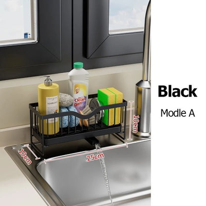 Stainless Steel Faucet Sink Drain Rack – Clip-On Sponge Holder, Soap Drainer & Towel Rack Shelf Organizer