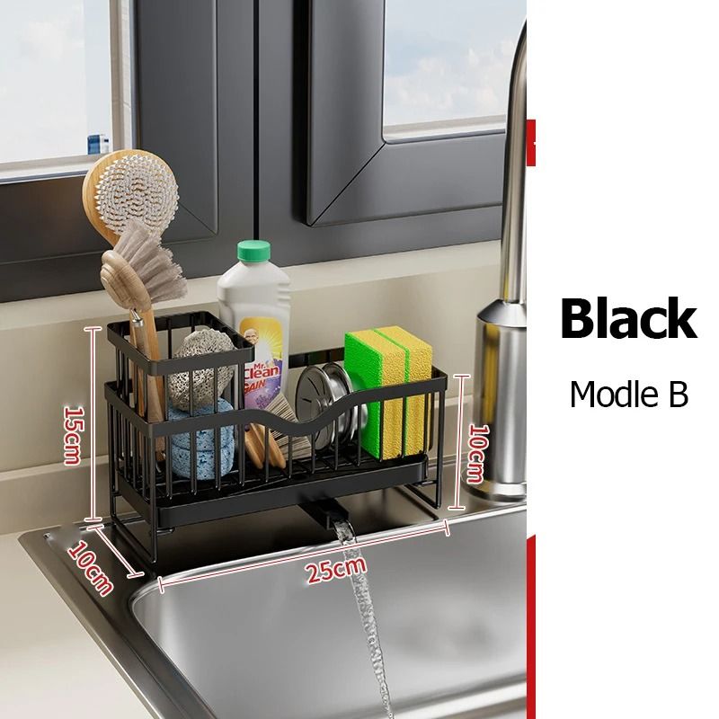 Stainless Steel Faucet Sink Drain Rack – Clip-On Sponge Holder, Soap Drainer & Towel Rack Shelf Organizer