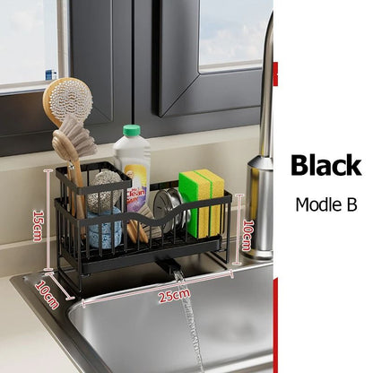 Stainless Steel Faucet Sink Drain Rack – Clip-On Sponge Holder, Soap Drainer & Towel Rack Shelf Organizer