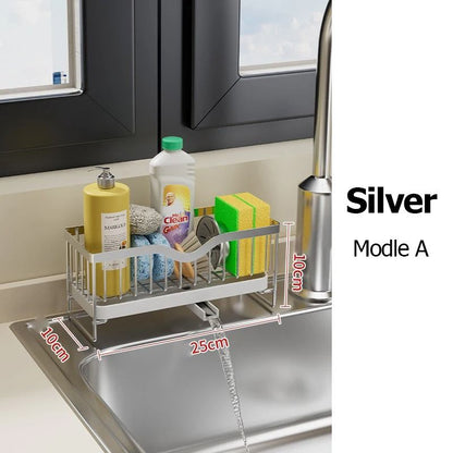 Stainless Steel Faucet Sink Drain Rack – Clip-On Sponge Holder, Soap Drainer & Towel Rack Shelf Organizer