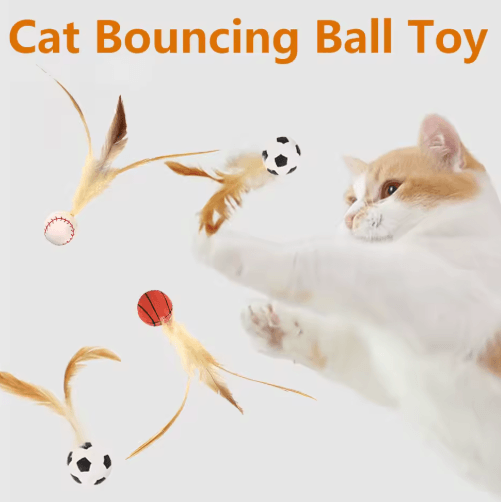 Feather Bounce Interactive Cat Balls for Indoor Play & Training