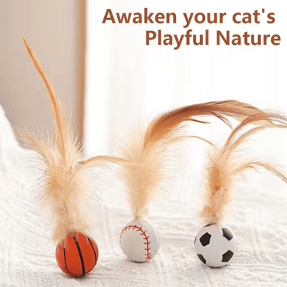 Feather Bounce Interactive Cat Balls for Indoor Play & Training