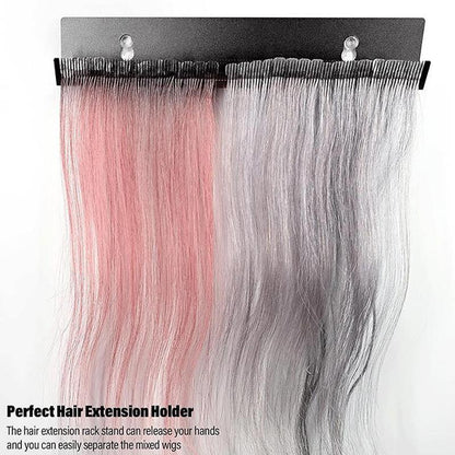 Metal Wall Mounted Wig Display Stand and Hair Extension Holder Wig Storage Rack for Styling and Storage Black
