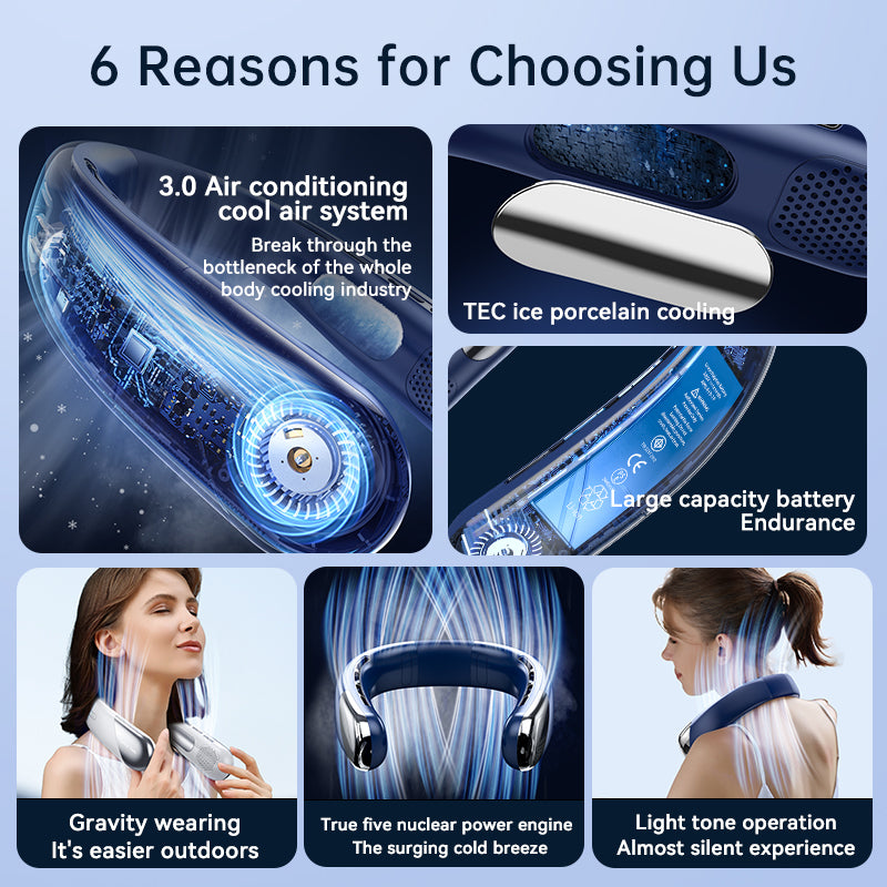 Lenovo Portable Neck Air Conditioner Rechargeable Bladeless Cooling Fan