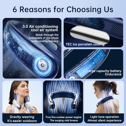 Lenovo Portable Neck Air Conditioner Rechargeable Bladeless Cooling Fan