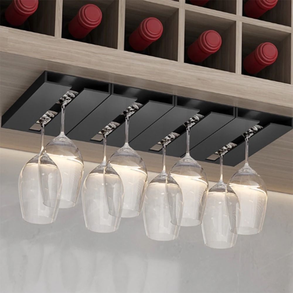 Under Cabinet Wine Glass Holder Rack for Space-Saving Kitchen and Bar Storage