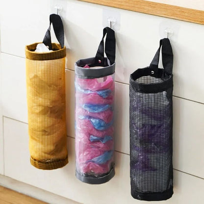 Wall-Mounted Trash Bag Dispenser – High-Capacity Nylon Storage Pouch & Grocery Bag Organizer