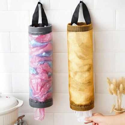 Wall-Mounted Trash Bag Dispenser – High-Capacity Nylon Storage Pouch & Grocery Bag Organizer