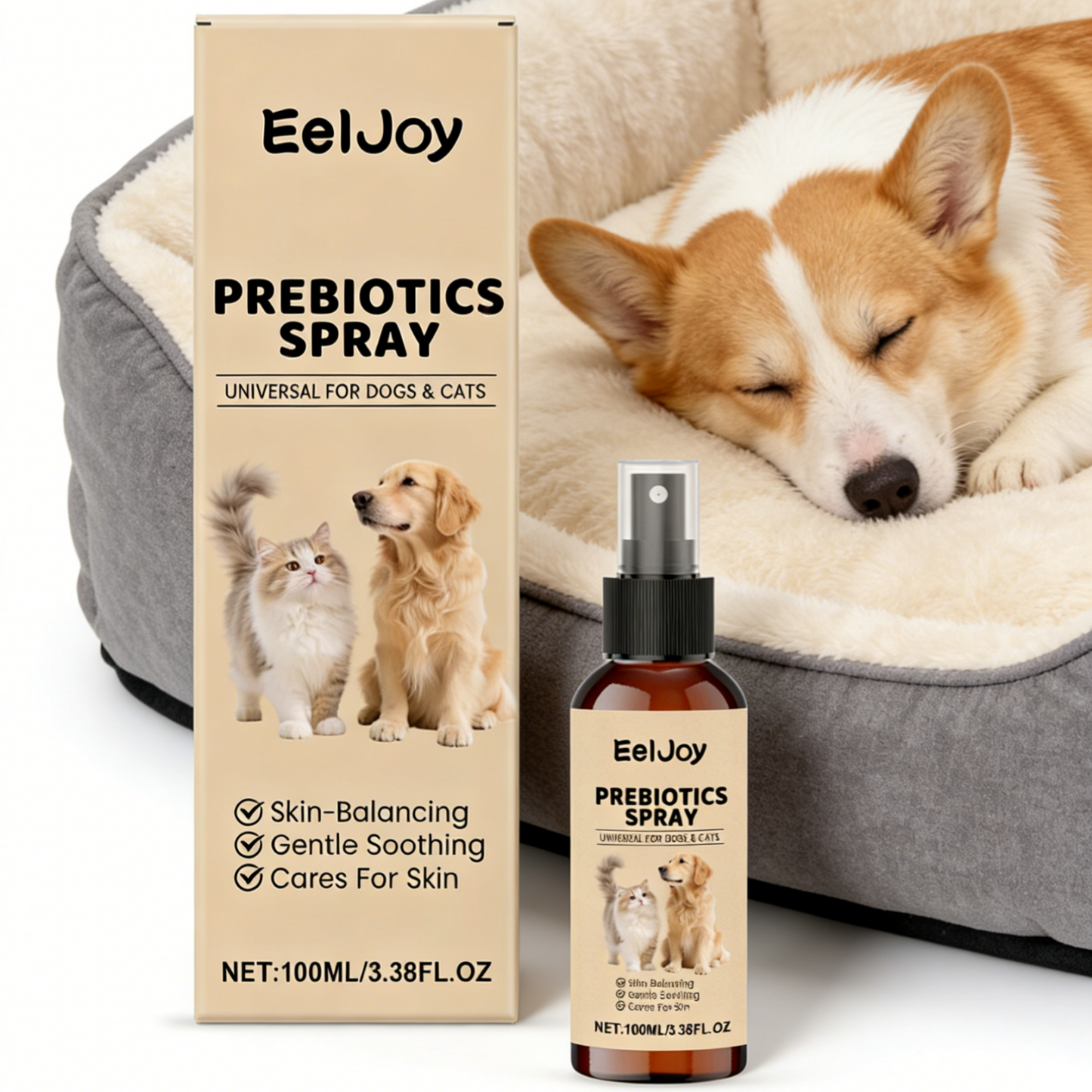 Pet Prebiotic Anti Itch Skin Soothing Spray for Dogs & Cats Moisturizing Dry Skin Relief