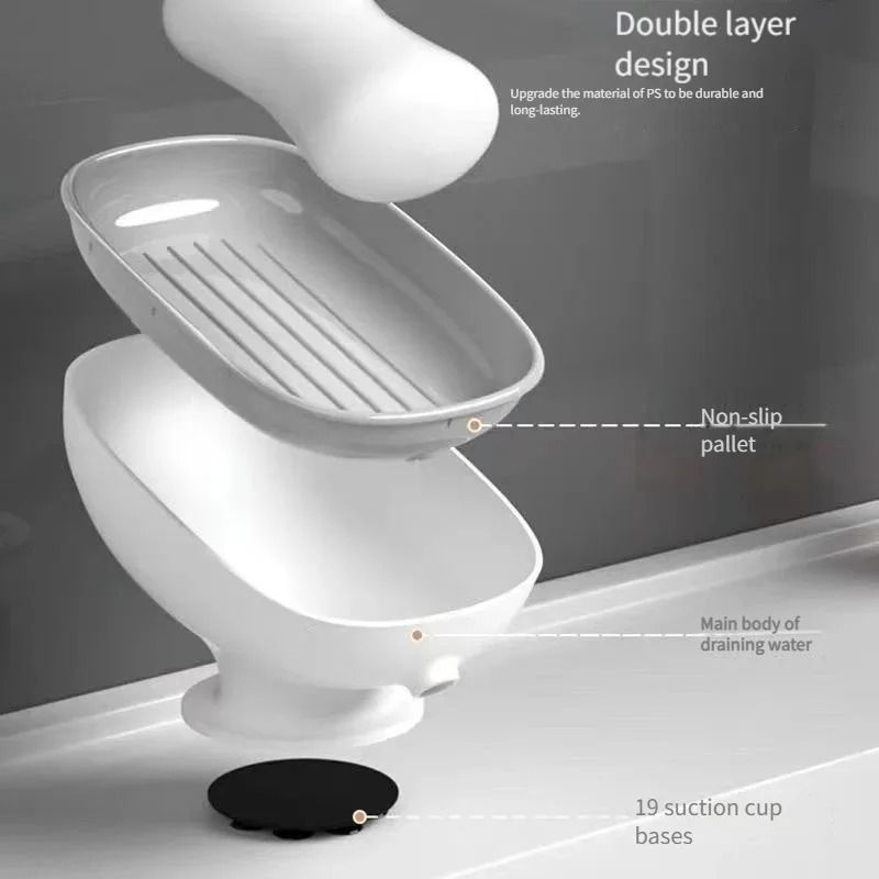 Double Layer Soap Holder with Drainage Tray Detachable Soap Storage Box