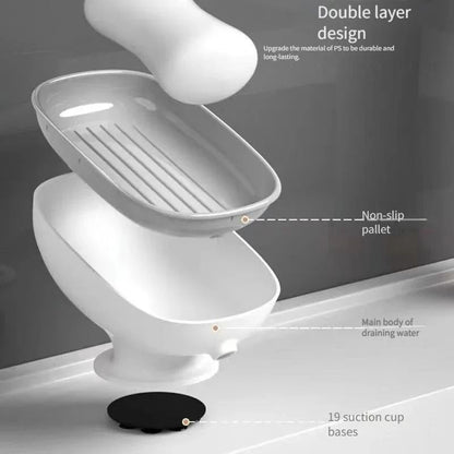 Double Layer Soap Holder with Drainage Tray Detachable Soap Storage Box
