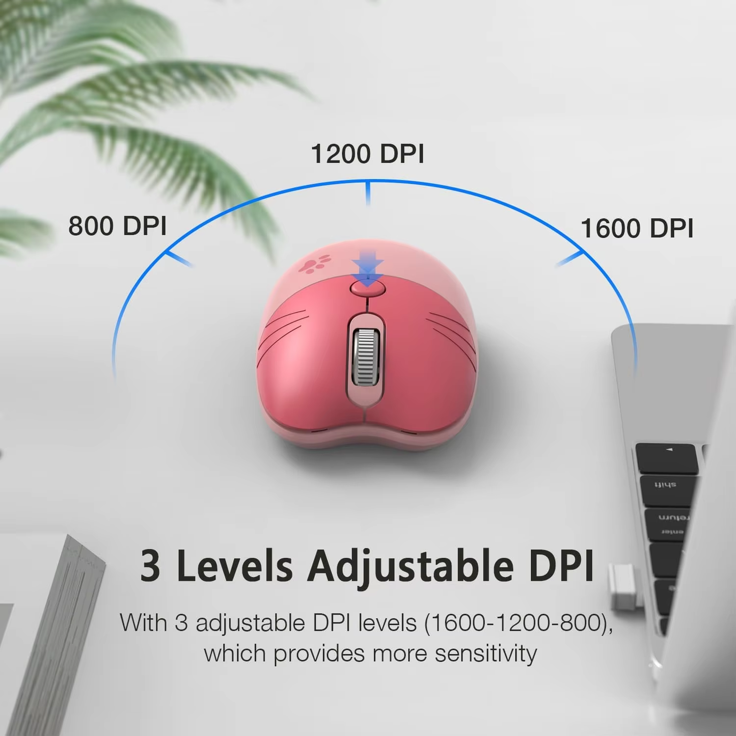 Cute Cat Wireless Mouse USB Receiver DPI Adjustable Laptop & Desktop Mouse