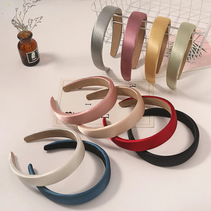 Vintage Satin Sponge Padded Headband for Women Thick Non Slip Hair Hoop Fashion Hair Accessory