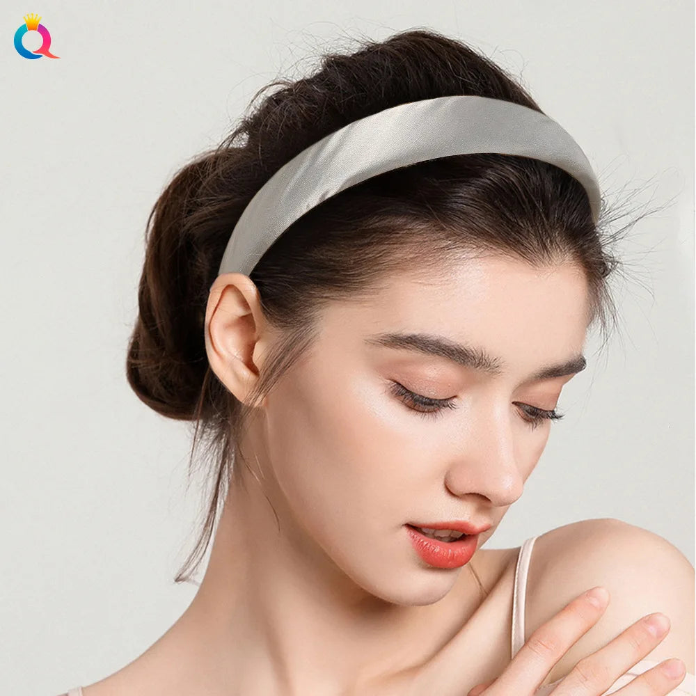 Vintage Satin Sponge Padded Headband for Women Thick Non Slip Hair Hoop Fashion Hair Accessory