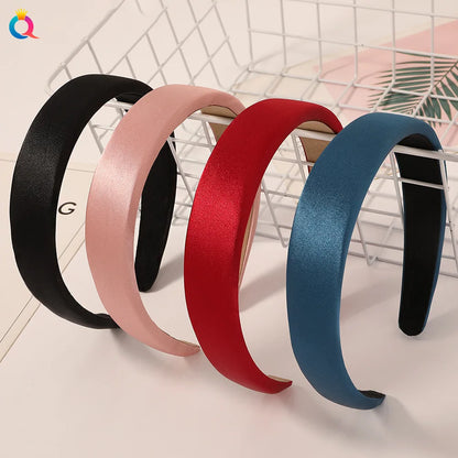 Vintage Satin Sponge Padded Headband for Women Thick Non Slip Hair Hoop Fashion Hair Accessory
