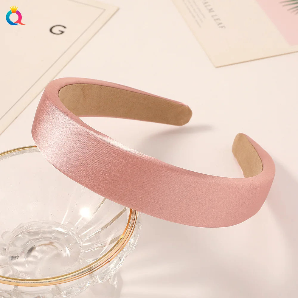 Vintage Satin Sponge Padded Headband for Women Thick Non Slip Hair Hoop Fashion Hair Accessory
