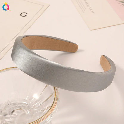 Vintage Satin Sponge Padded Headband for Women Thick Non Slip Hair Hoop Fashion Hair Accessory