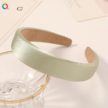 Vintage Satin Sponge Padded Headband for Women Thick Non Slip Hair Hoop Fashion Hair Accessory