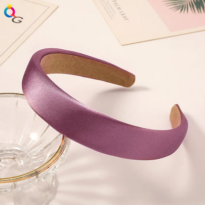 Vintage Satin Sponge Padded Headband for Women Thick Non Slip Hair Hoop Fashion Hair Accessory