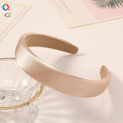 Vintage Satin Sponge Padded Headband for Women Thick Non Slip Hair Hoop Fashion Hair Accessory