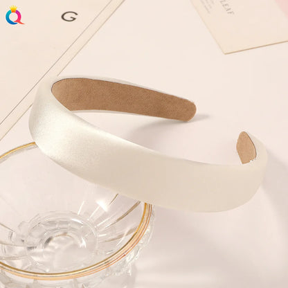 Vintage Satin Sponge Padded Headband for Women Thick Non Slip Hair Hoop Fashion Hair Accessory