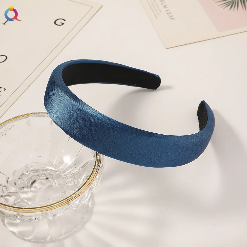 Vintage Satin Sponge Padded Headband for Women Thick Non Slip Hair Hoop Fashion Hair Accessory