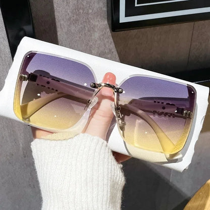 Luxury Square Sparkling Oversized Ocean Lens Sunglasses for Women & Men