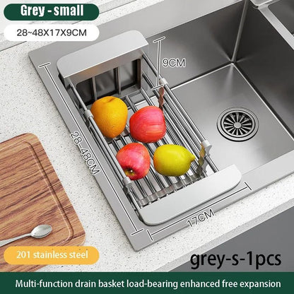 Expandable Over Sink Dish Drying Rack and Kitchen Drainboard Organizer