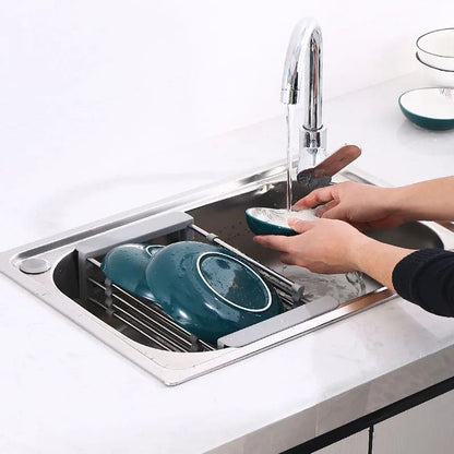 Expandable Over Sink Dish Drying Rack and Kitchen Drainboard Organizer