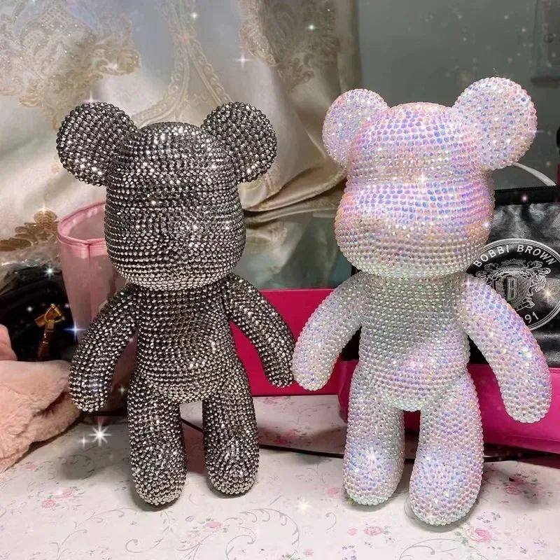 Crystal Rhinestone Bear Figurine DIY Desk Decoration