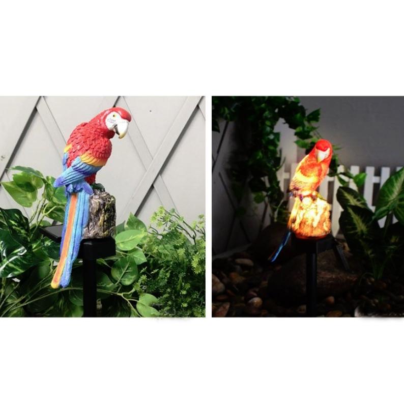 Solar Garden Lamp Resin Parrot Outdoor Solar Lawn Light for Courtyard Decor