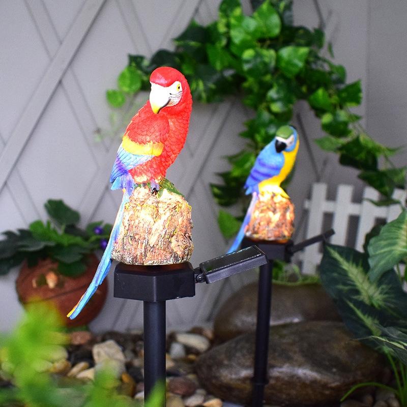 Solar Garden Lamp Resin Parrot Outdoor Solar Lawn Light for Courtyard Decor