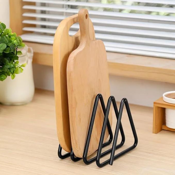 Space-Saving Metal Cutting Board Organizer Rack for Kitchen Counter & Cabinet Storage