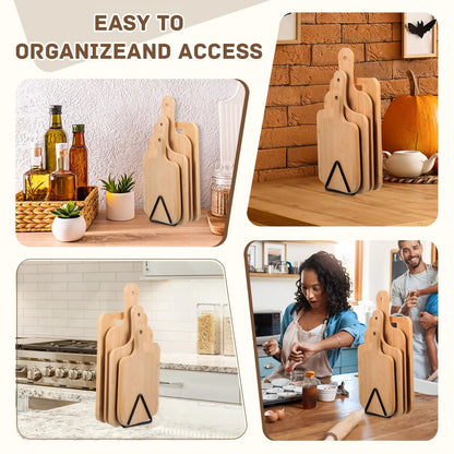 Space-Saving Metal Cutting Board Organizer Rack for Kitchen Counter & Cabinet Storage